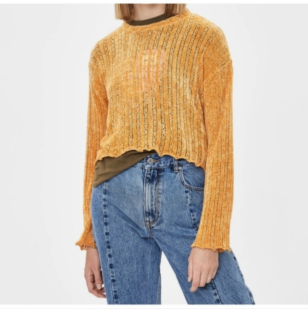 NWT - Bershka Mustard Chenille Sweater